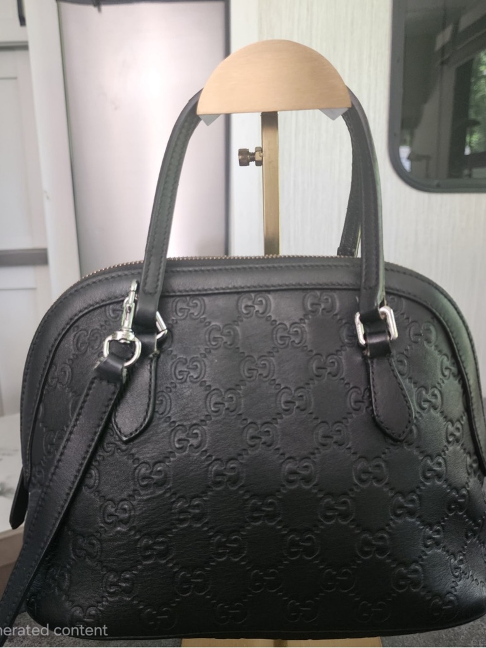 Gucci Embossed Black Microguccissima Dome Satchel Bag